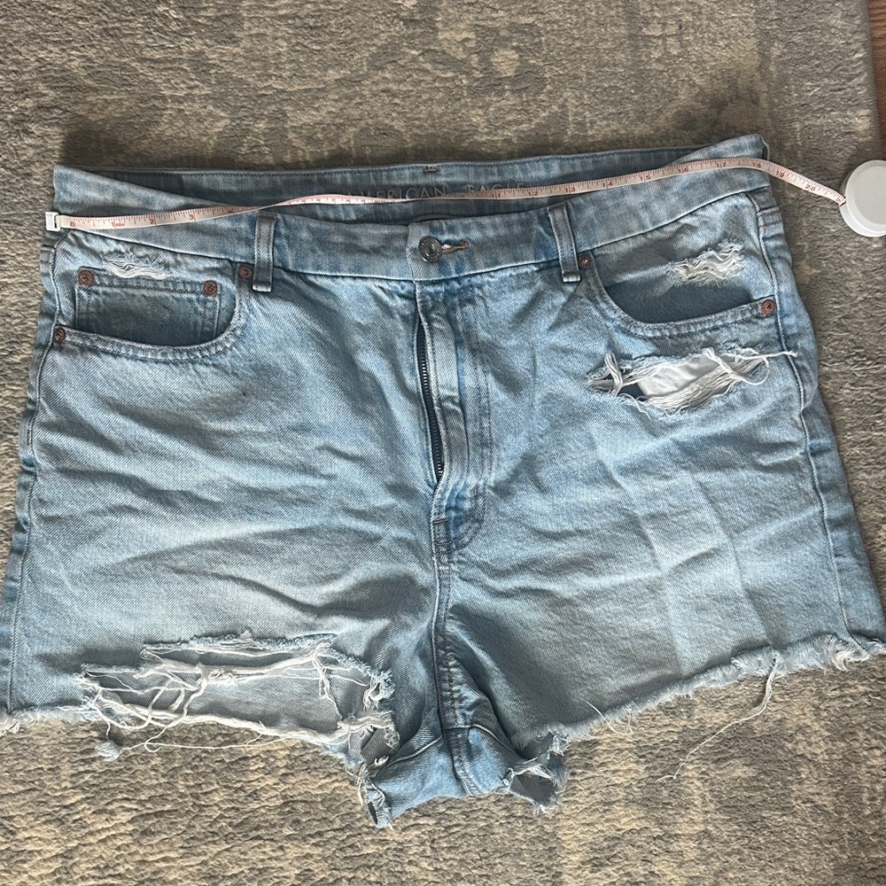 Distressed Light Blue Denim Shorts
